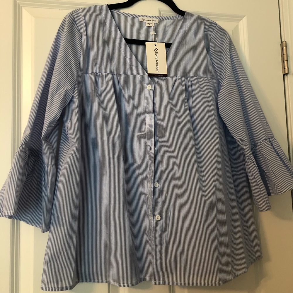 NWT blue pin striped blouse